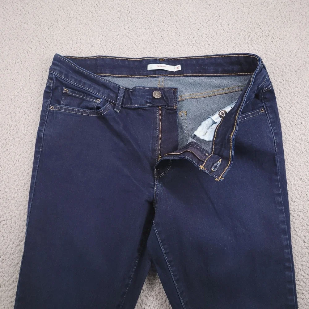 LEVIS 711 Jeans Size 32 Skinny Mid Rise Dark Wash Stretch Denim 32x29